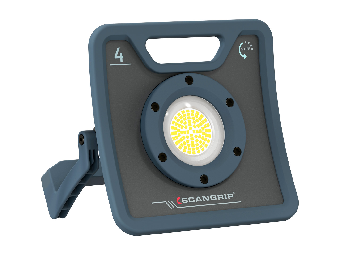 Produto Raven 036202 - Refletor de alta luminosidade para ambientes internos e externos, com 90 LEDs, função OPTILight e tomada bivolt Scangrip NOVA 4.<ul><li>Características/Diferenciais.</li><li>a) 90 LEDs de alta eficiência e 29 W, formando um círculo que produz luz branca brilhante com até 4.000 lúmens, o que torna o NOVA 4K ideal para iluminar uniformemente ambientes amplos, tanto internos quantos externos.</li><li>b) Nova função OPTILight.</li><li>estágio de iluminação desenvolvido para fornecer a iluminação adequada para um ambiente típico de trabalho, enquanto otimiza a luz e o consumo de bateria, ativado por um botão próprio.</li><li>c) Fácil ajuste da intensidade da luz em 6 níveis (400 / 1.000 / 2.000 / OPTILight / 3.000 / 4.000 lúmens), com memória.</li><li>d) Eficiência 3% maior em relação à geração anterior.</li><li>e) Alimentação bivolt, através de cabo de 5 m.</li><li>f) Novos design e cores, dimensões de 235 x 80 x 235 mm e peso total de 2,42 kg, além de alça para transporte e acabamento de borracha nas bordas e na alça, que proporcionam conforto na utilização.</li><li>g) Painel de operação traseiro com 4 botões e indicador (com 6 LEDs) da intensidade de iluminação em uso.</li><li>h) Nova carcaça, robusta (em alumínio fundido) e selada, à prova d'água e de poeira (grau IP67), além de resistente a impactos externos (grau IK07) e a quedas de até 2 m, que possibilita o uso externo, mesmo sob chuva.</li><li>i) Novo suporte móvel traseiro, basculante em até 160° em relação à carcaça, com um orifício para fixar o refletor aos tripés / suportes telescópicos 035431, 035685 e 035682 (vendidos separadamente), características que proporcionam inúmeras formas de posicionar o refletor (e seu feixe de luz).</li><li>j) Compatível com o difusor de luz acessório 035750 (vendido separadamente), de fixação fácil e firme sobre a lente do refletor, que expande (e ao mesmo tempo suaviza) a luz emitida pelo conjunto de LEDs, minimizando ofuscamentos.</li><li>k) Nova composição com 40% de materiais reciclados.</li><li>l) Monitoramento de temperatura para proteção do refletor.</li><li>Substitui o NOVA 4K (035440).</li></ul> - Iluminação