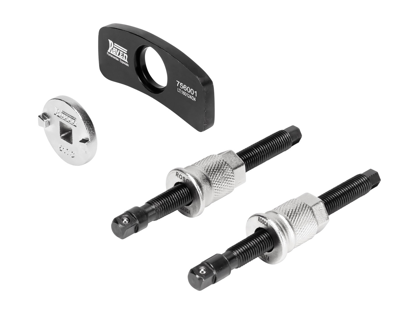 Produto Raven 756001 - Ferramenta para retornar o êmbolo das pinças de freio traseiras.<ul><li>Aplicação caminhões VW.</li><li>Delivery Express 2ª ger. (17>).</li><li>Delivery Express+ 2ª ger. (22-23).</li><li>Delivery 4.150 2ª ger. (17-21).</li><li>Delivery 4.160 2ª ger. (20-23).</li><li>Delivery 6.160* 2ª ger. (17-23).</li><li>Delivery 6.170* 2ª ger. (21>).</li><li>*Veículos equipados com pinças com 1 único pistão.</li></ul> - Freios